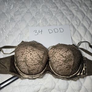 Victoria's Secret Embroidered Lace Bra in Gold and Brown